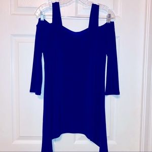 Royal blue cold shoulder tunic top
